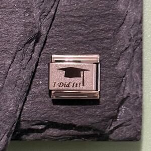 I Did It! Graduation Cap Italian Charm Bracelet Link